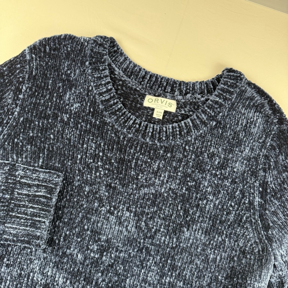 Orvis Women's Chenille Sweater, Pacific Blue, XL Knit‎ 100% Warming Suede